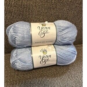 New Sealed Yarn Bee Stitch 101 Acetate Color Mist (blue) 3.5 Oz, 180 Yd Lot Of 2